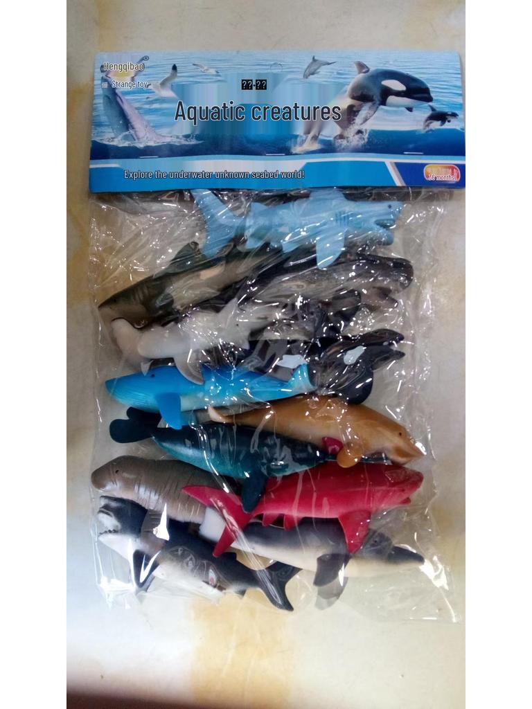 Kids' Soft Rubber Sea Animal Play Set: Turtle, Octopus, Seahorse, Shark