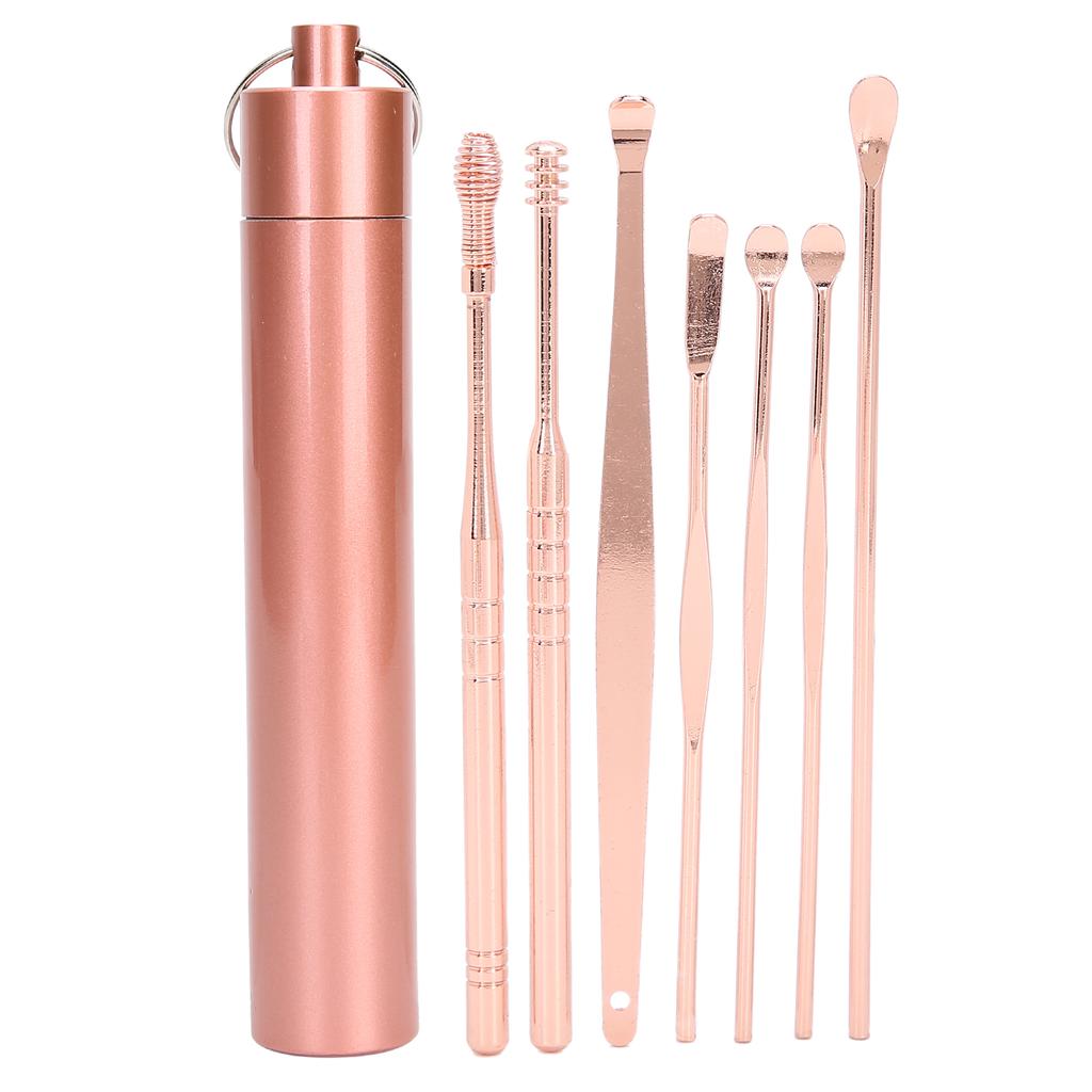Stainless Steel Spiral Ear Wax Cleaner Set Portable Ear Pick Spoon Earwax Removal Tool Kit