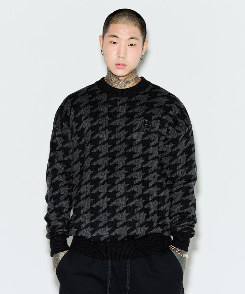 Life Work Houndstooth Crewneck Knit Ivory/M