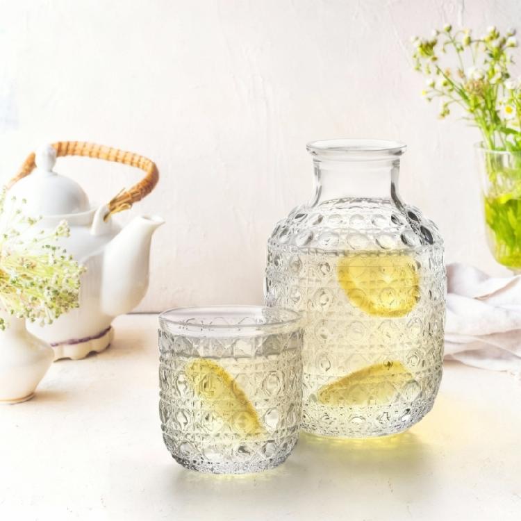 Hochwertiges geprägtes Glas Trinkgeschirr Set Abendessen Getränke Behälter Langlebige Reliefkelche Geeignet für verschiedene Anlässe