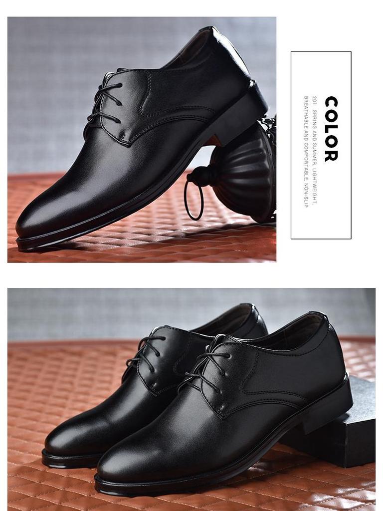 2021 New Men's Leather Business Formal Lace-up Casual Shoes