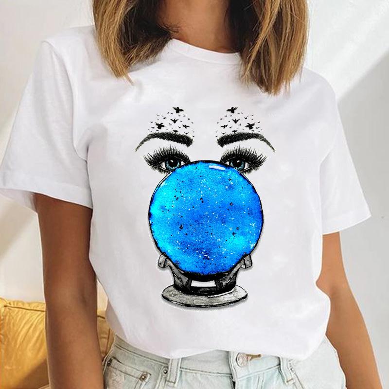 90s Tee Top Summer Women Trend Style Lashes Trend Print Fashion T-shirt Female Clothing Casual Short Sleeve Lady Graphic T-shirt