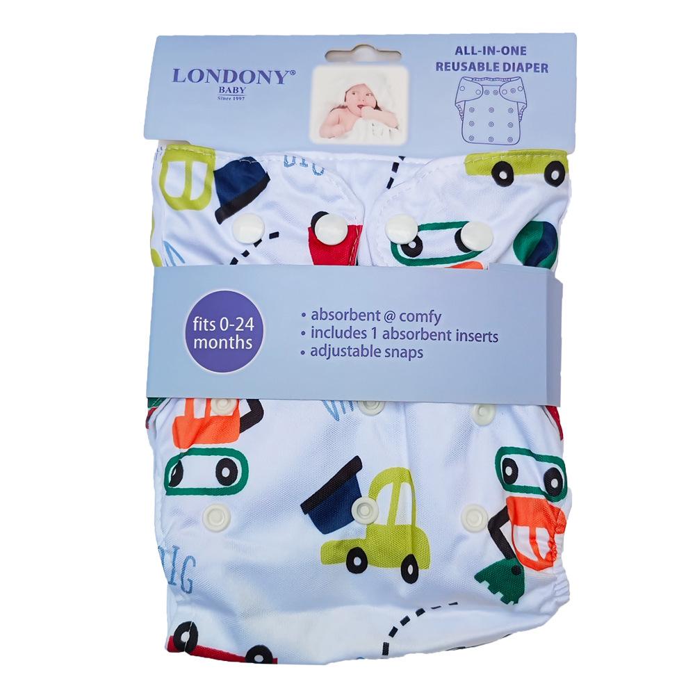 Washable Printed Fabric Diapers for Children: Single Pack with Absorbent Liners and Training Pants
