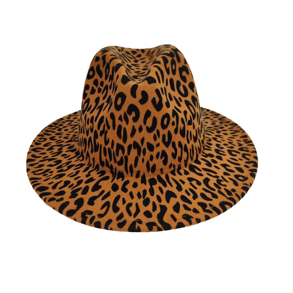 Cross-Border Hot Sale, Women'S Black Fedora, Leopard Print Hat, Men'S Jazz Hat, Spring And Autumn Top Hat, Big-Brimmed Jazz Hat.