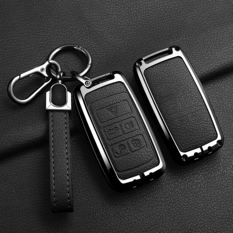 Zinc Alloy+Leather Car Key Case Cover Keychain Holder Shell For Land Rover Range Rover Sport Velar Evoque Freelander2 Discovery