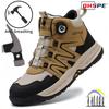Men's Safety Shoes Rotating Button Male Sneakers Lightweight Working Shoes Protection Anti Smashing Anti Piercing Safety Shoes
