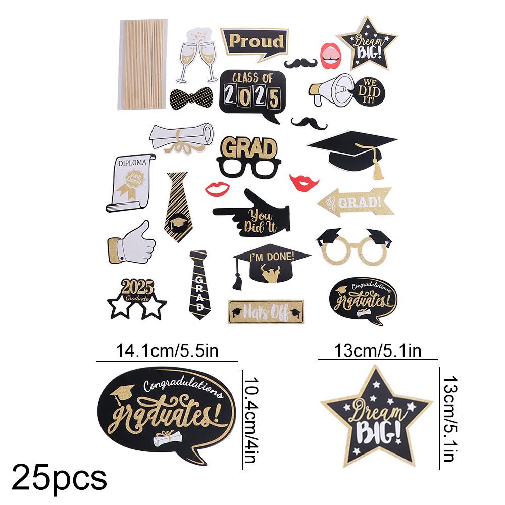 25pcs Congratulation Graduation Photography Props Dress Up Costume Mask For Graduation Season Party