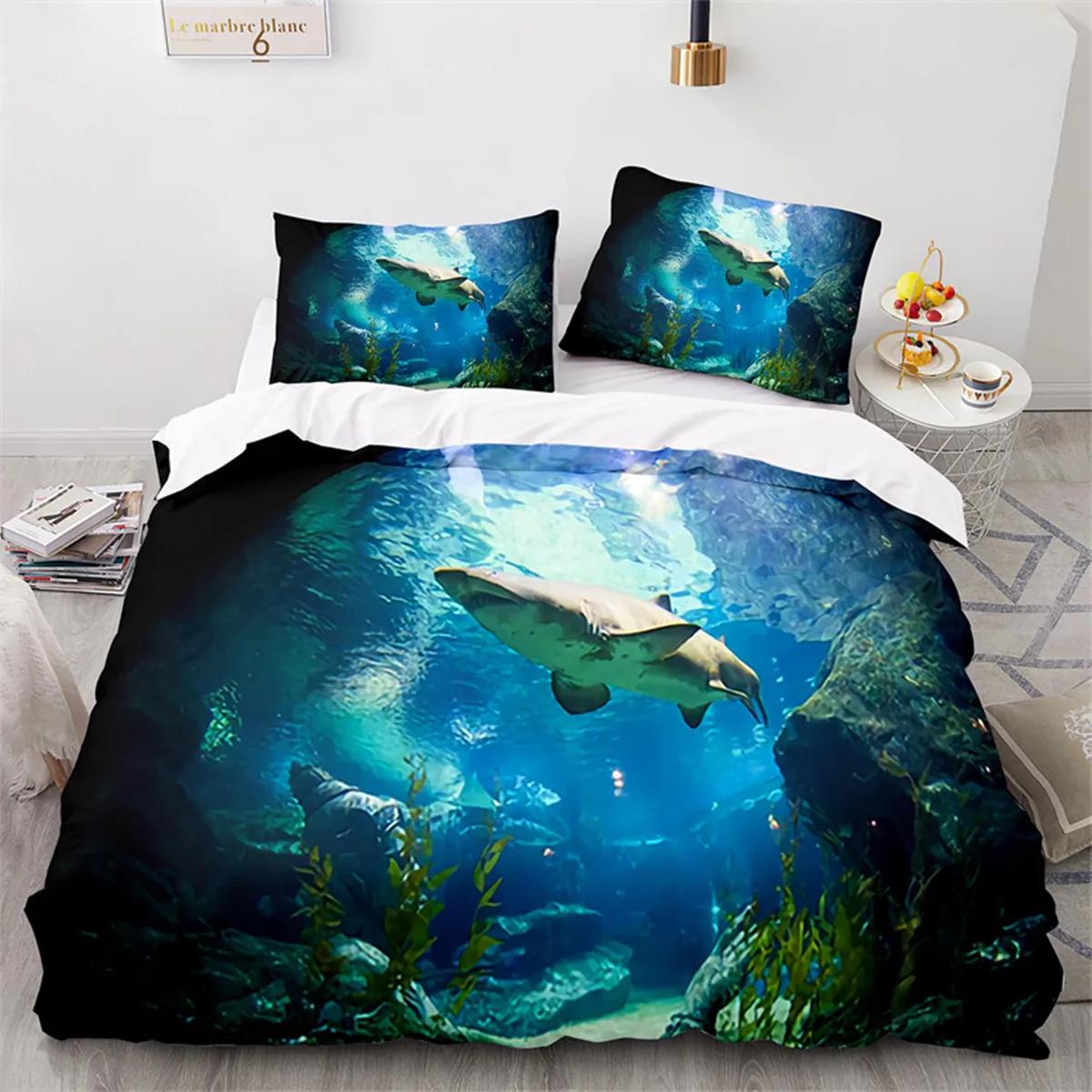 

Comforter Ocean Animals Cartoon Fish King For Women Men Kids Boys Teens Microfiber Sea Underwater World Bedroom Decorations Comforter (quilt)-EU Single(135*200cm)3pcs