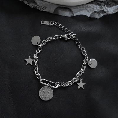 Religious Charm Saint Benedict Bracelet Teardrop 316L Stainless Steel San Benito Star Chain Medal Bracelets for Women