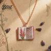 Stylish Women Necklace Birth Flower Necklace Floral Book Pendant January