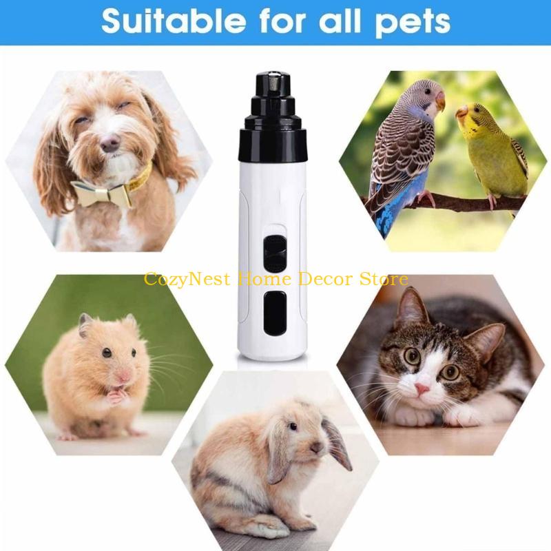92MF USB Rechargeable Pet Grinder For Dog Cats LED Trimmer Quiet Motor Grooming Tool for Small Animal Home Use