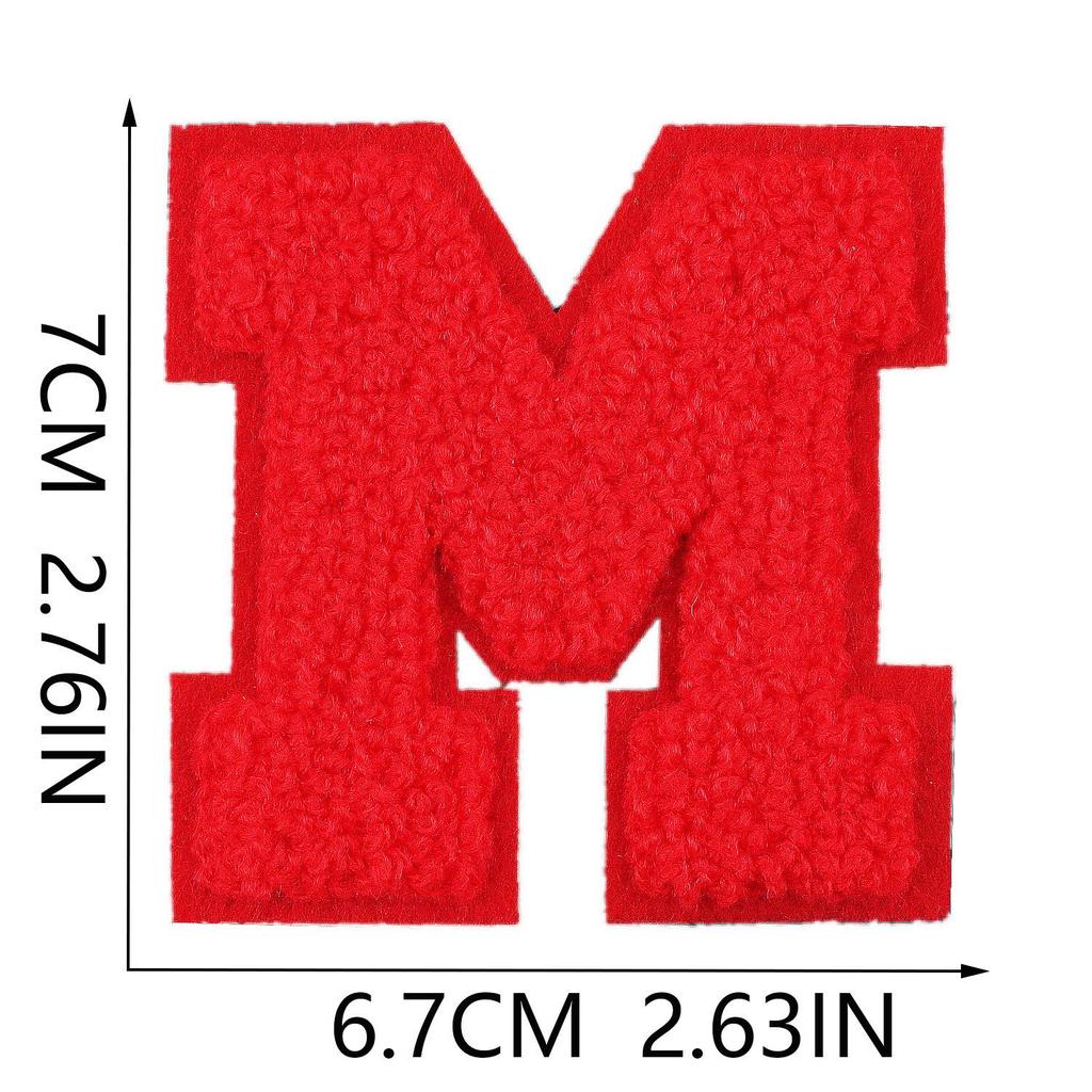 Xiao Tian Colorful 7cm Chenille A-Z Alphabet Embroidered Cloth Patch for Bags