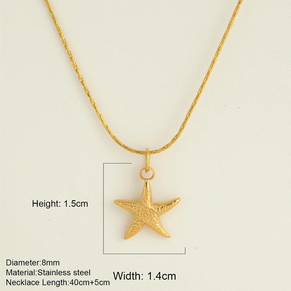 Ocean Series Guld Choker Rostfritt Stål Hänge Halsband för Kvinnor Snäcka Sjöstjärna Hängen Kvinnors Chunky Smycken Tillbehör
