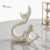 Literary Style Room Decor 3D Printed Mermaid & Starfish Figurine, Exquisite Sculpture, Ocean Small Statue for Bay Window Theme Desktop Ornament