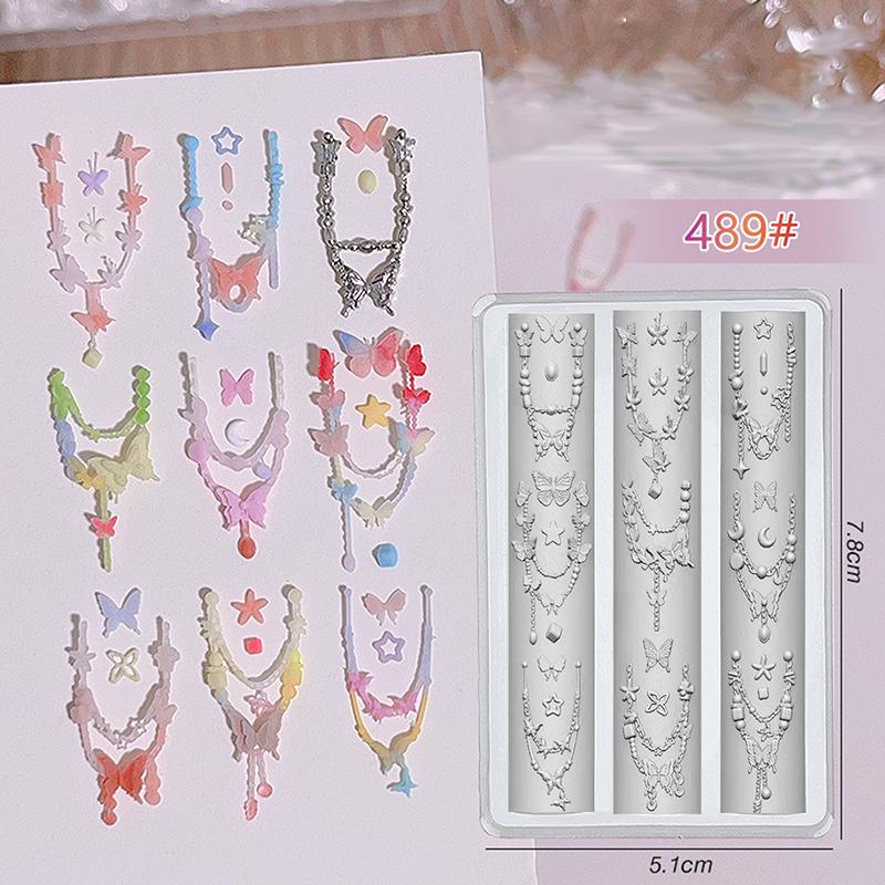 Bowknot Bead Chain Ribbon 3D Silicone Mold Nail Art Decorations Diy Design Silicone Nail Art Mold Template For Nail Charms