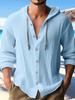 2025 Spring/Summer Men's Cotton-Linen Hooded Shirt: Solid Color, Long-Sleeve, Casual Fashion