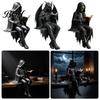 Unique Book Holder Sitting Skeleton Bookend Ornament, Matte Black Dark Hooded Figure Elegant Bookshelf Ornament for Desktop Study Room, Industrial