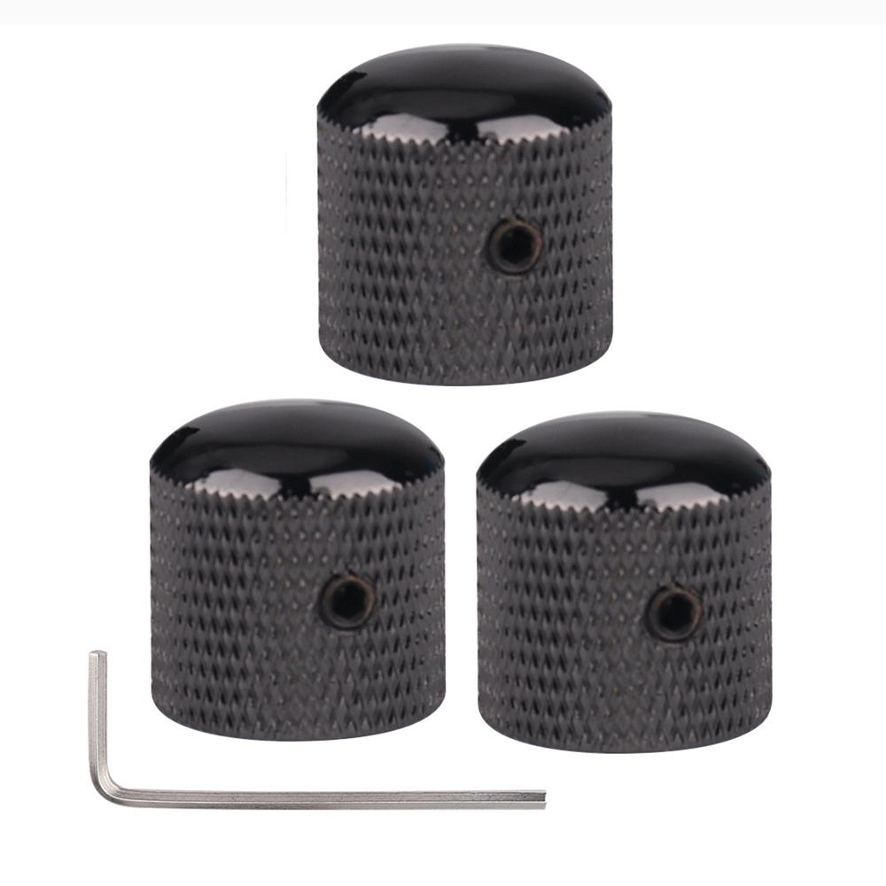 3pcs/4pcs Metal Dome Knobs Electric Bass Guitar Knobs Volume Tone Control Knobs with Wrench Bronze/BK/CR/GD/Black Nickel