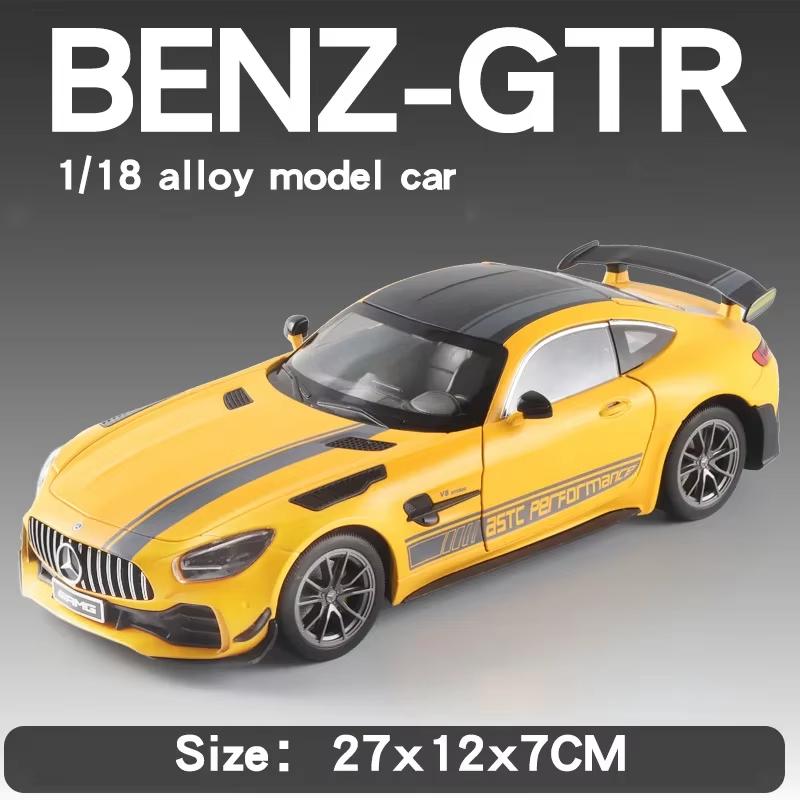 1:18 Mercedes-Benz GTR Sports Car Model Die-cast Miniature Car Collection Simulation Sound and Light Vehicle Toy Car Children's Gift Ornaments