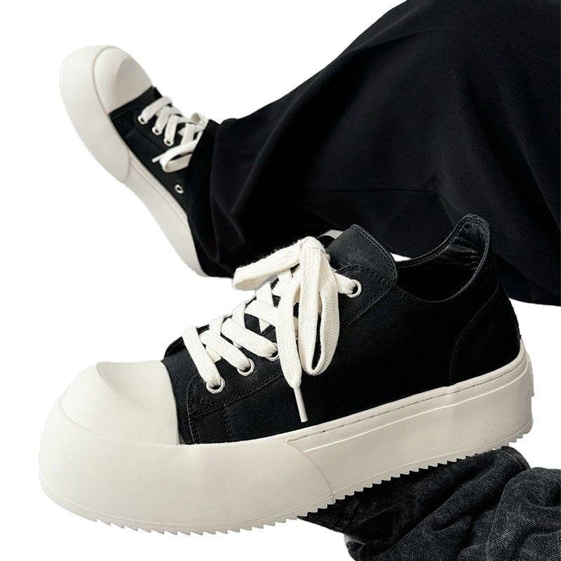 44 size board shoes, the same black thick-soled heightened breathable star, the same commuter big head shoes, trendy low-top shoes for men and women