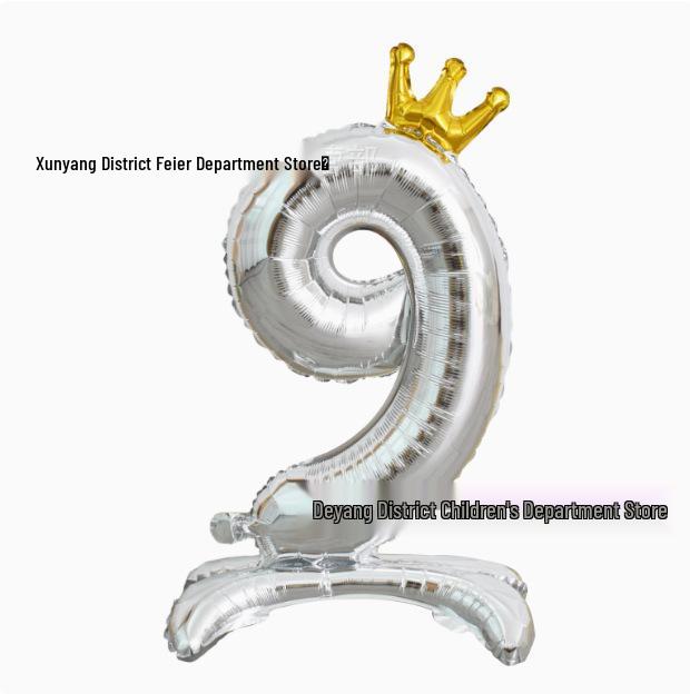 32-Inch Ins Style Digital Standing Crown Base Foil Balloon for Children's First Birthday
