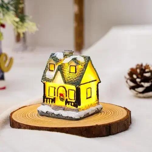 Glowing Christmas Cabin House with Led Lights Christmas Story Village Houses Festival Ornament Christmas Atmospheres Decor Props