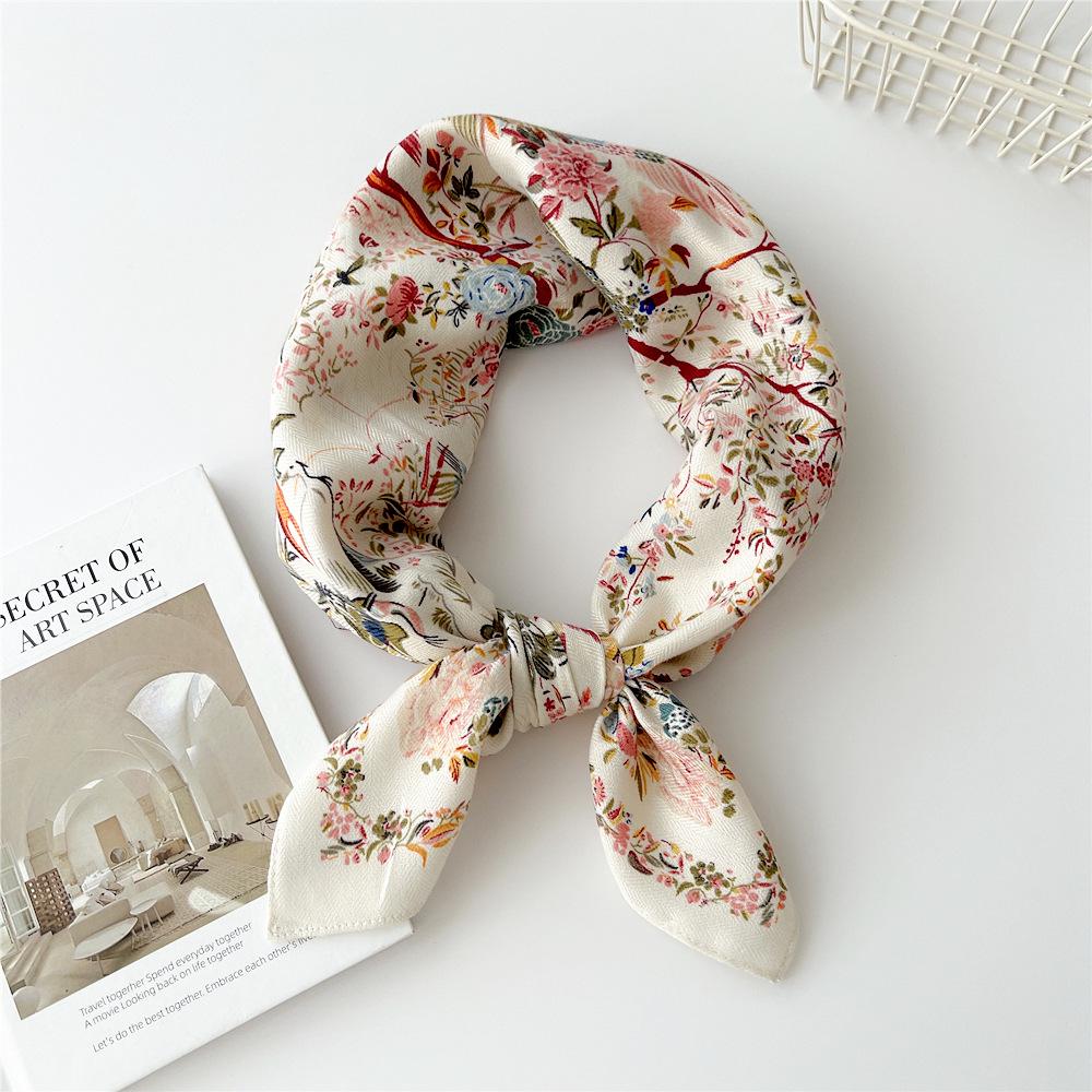 Versatile Women's Silk Cotton Linen Scarf: Fashionable Square Neck Accessory for Spring to Autumn