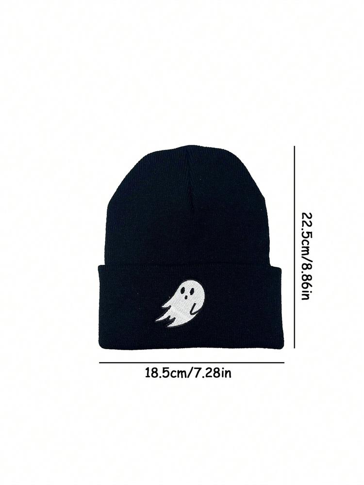 1pc Halloween Cute Ghost Embroidered Knitted Hat Autumn And Winter Men's And Women's Festival Party Cold-proof Hat