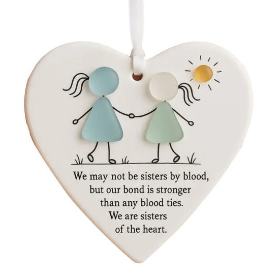 Friendship Sea Glass Christmas Ornament Round/Heart Shaped Friendship Keepsake for Best Friends Handmade Sea Glass Art Hanging Ornament