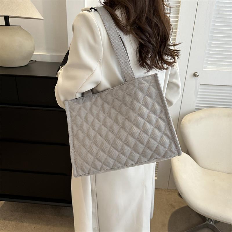 Chic Korean Style Canvas Tote Bag For Women Available In Black Beige And Gray