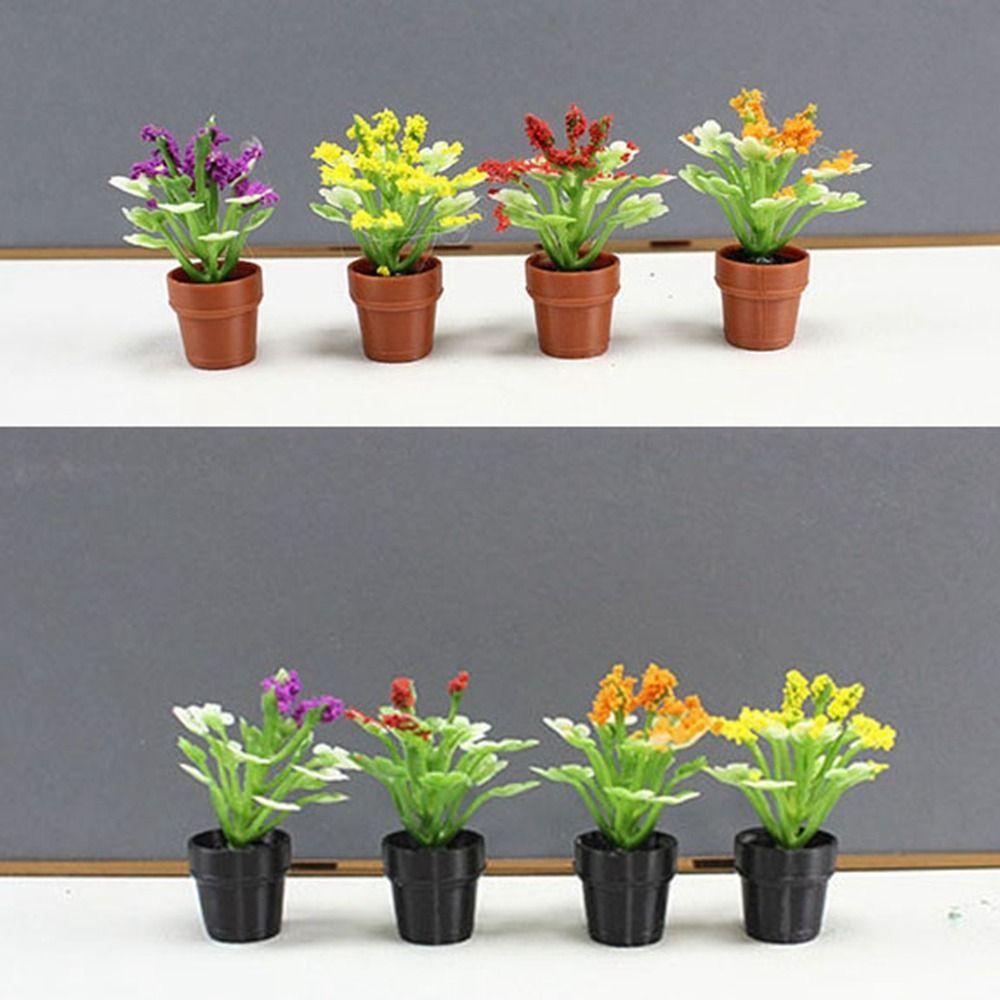 3pcs New 1:12 Dollhouse Miniature Potted Plant Multistyles Mini Bonsai Garden Home Model Play House Decor Doll House Accessories