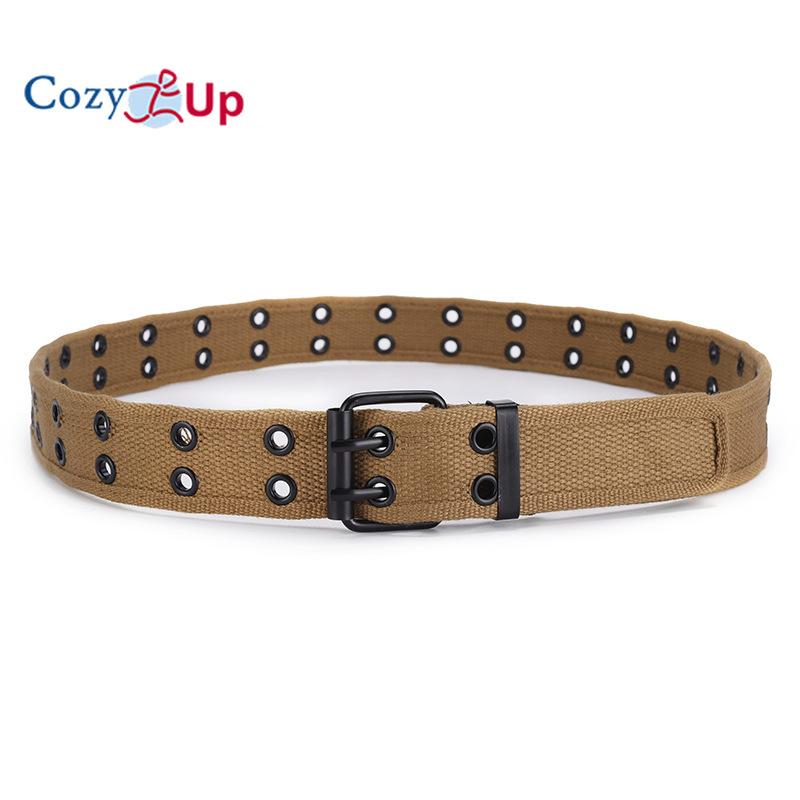 Double-pin Buckle Soft Cotton Double-row Hole Punk Style Personality Men and Women Decorative Wide Belt