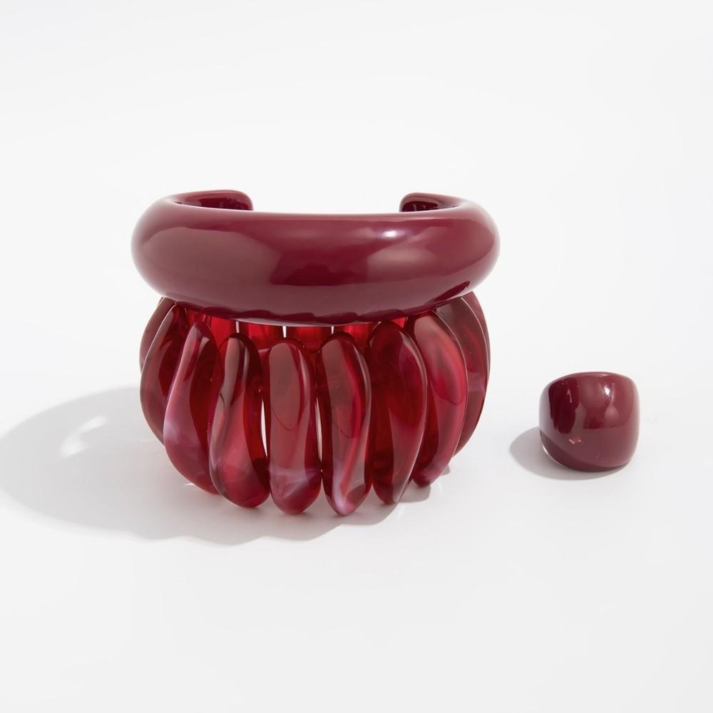 Irregular Bracelet Red Wide Ring Fashion Resin Bangles Jewelry Accessories