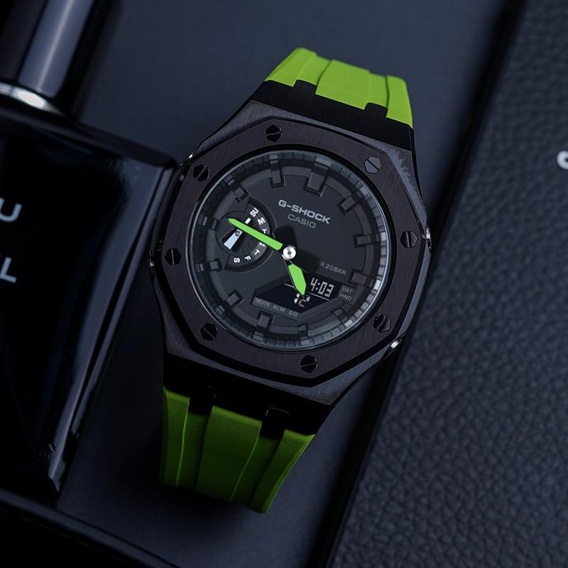 Casio Herren Flüssigkristall/Analog Dual-Display Serie Schwarze Uhr GA-2100-7A-