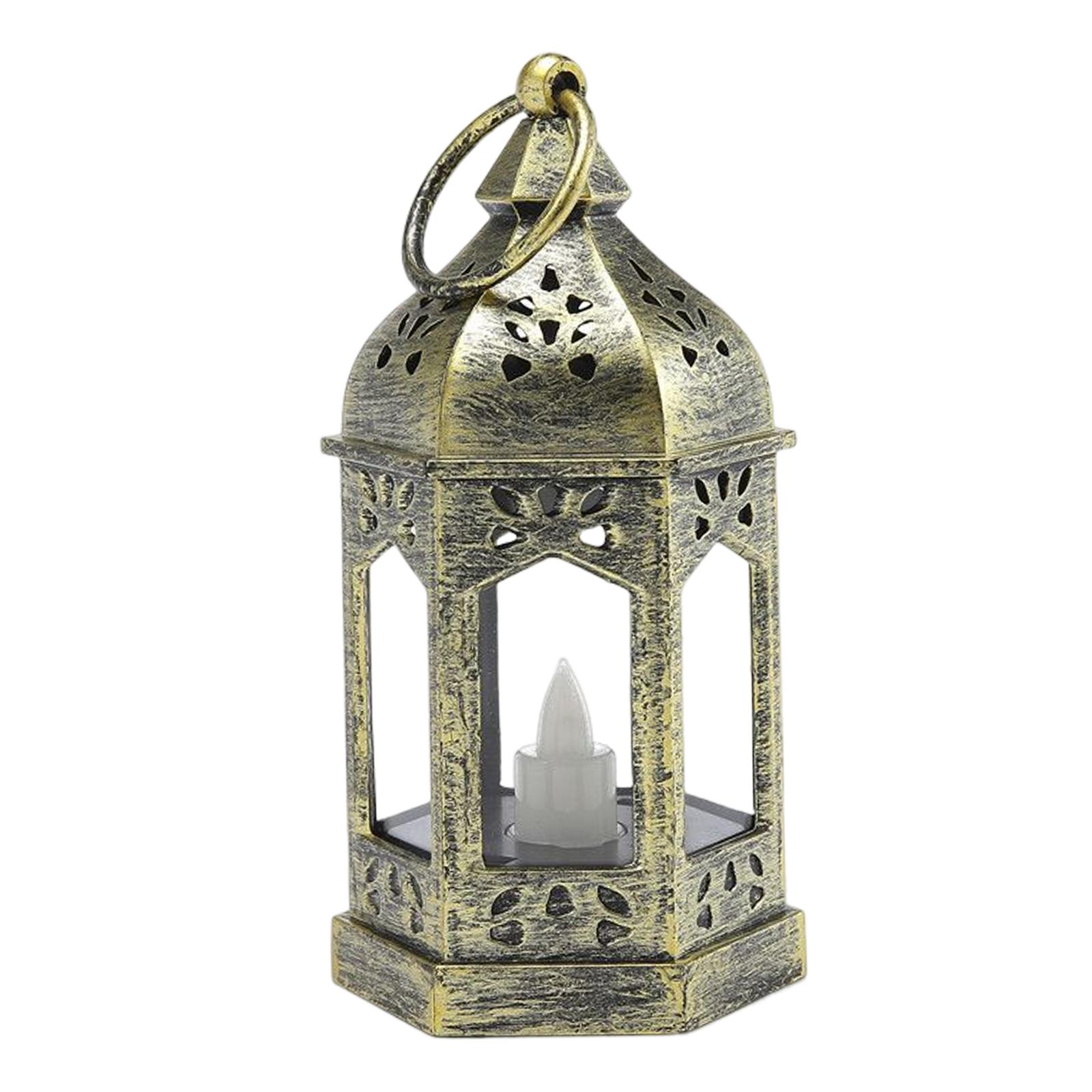 Retro Style Electronic Candle Lantern Wind Lamp Tabletop Lantern Hanging Hook