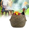 1Pc Foldable Natural Seagrass Woven Storage Basket Clothes Organizer Plant Flower Pot(Black)