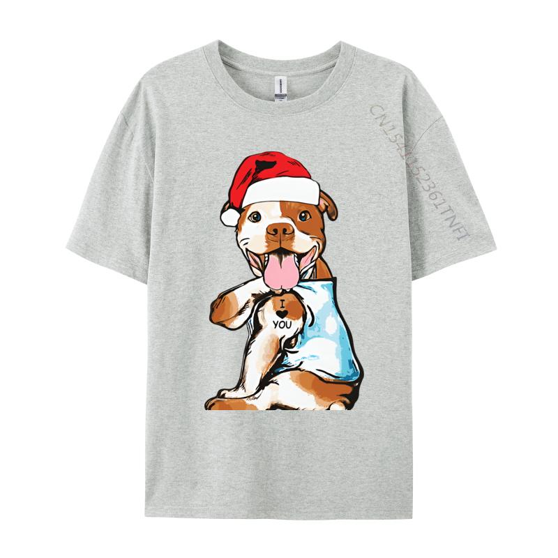 

Cute Christmas Pitbull Dog Tshirts Vintage Top Tshirts Tops Tees New Arrival Cotton Printed On Party Mens S