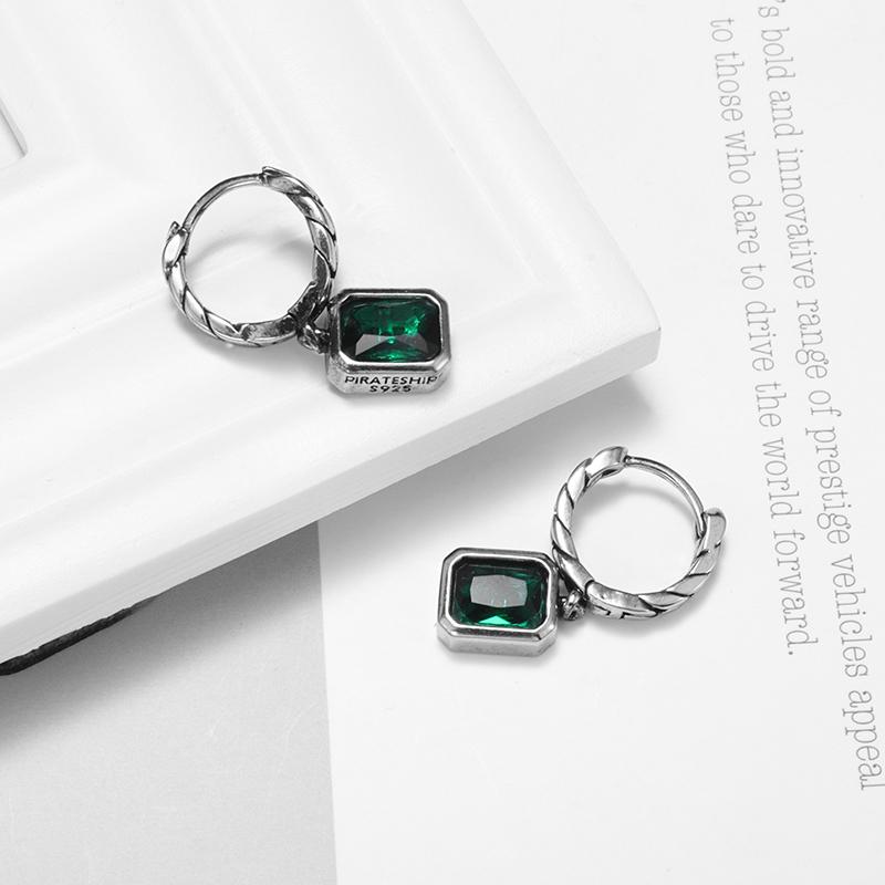 Stylish Geometric Square Green Gemstone Hypoallergenic Earrings for Women Elegant Casual Dinner Party Jewelry Girls Gifts