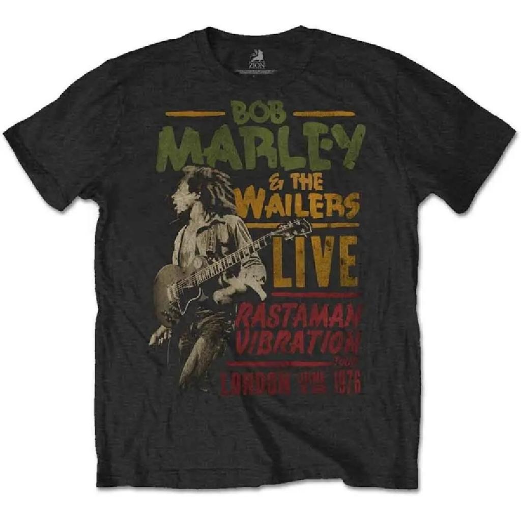 Bob Marley Rastaman Vibration Tour 1976 T-Shirt Black New