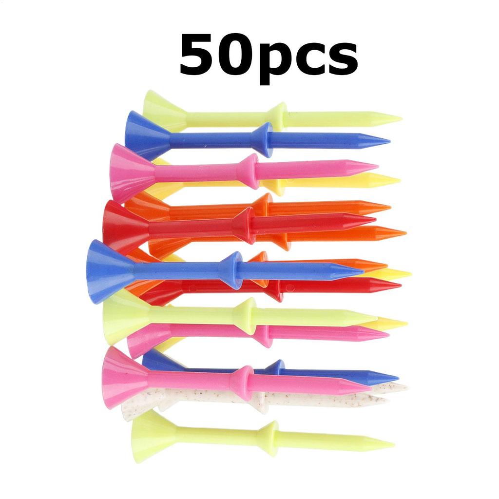 50pcs Golf Tees Plastic Cup Long 83mm Bulk Golf Cup Tee Durable Lightweight Portable Training Accessories Random Color Mixing