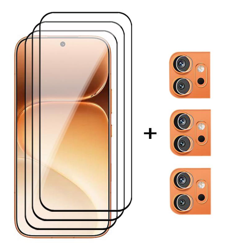 6in1 Full Cover Glass For Honor 600 Tempered Glass Honor 600 Screen Protector Protective Phone Lens Film Honor 600