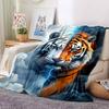 1pc Tiger Lightning Print Blanket Lightweight Flannel Blanket Throw Blanket For Sofa, Bed, Travel, Camping, Livingroom, Office, Couch, Chair, And Bed