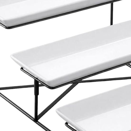 3-Tier Serving Tray Tiered Food Serving Platter Reusable Space-Saving Party Fruit Dessert Cupcake Display Holder with Metal Stand