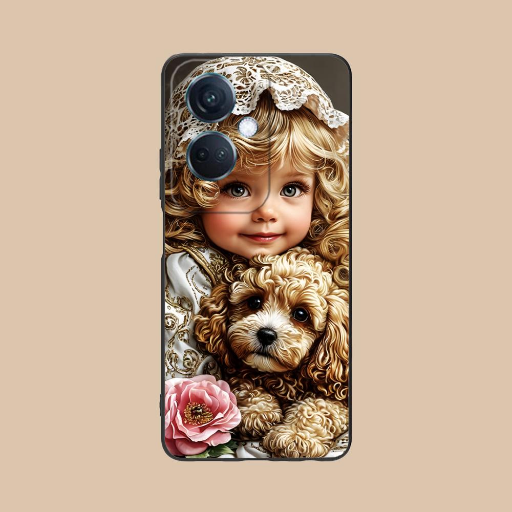 Girl Dog Puppy Matte TPU Mobile Phone Case for OPPO Reno 14 13 12 11 10 9 8 7 6 5 F T Pro 5G Colorful Printing Cover