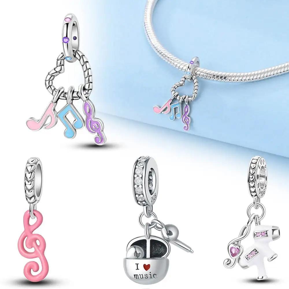 Charm Bead Components Plata Copper Metal Colors Bluetooth Headset Pendant Bead Component Compatible With Authentic Original Bracelet High Quality