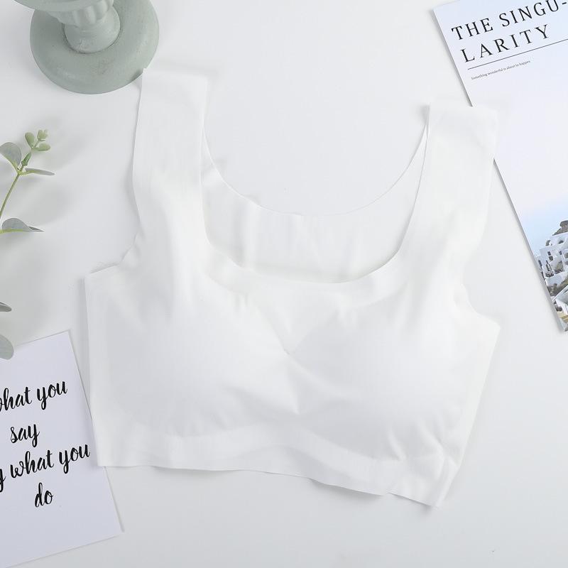 

Comfortable Plus Size Wireless Seamless Ice Silk Sports Bra with Beautiful Back Design L белый
