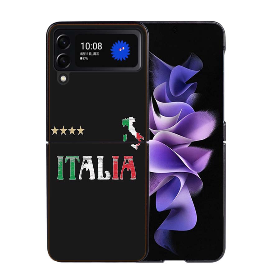 Italy Flag Coque Case For Samsung Galaxy Z Flip 7 6 Flip4 Flip5 Zflip3 Black Hard PC Phone Shell Protective Cover