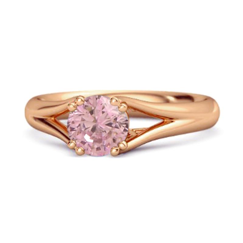 

Pink Topaz Elegant Bypass Solitaire Ring - Sterling Silver Rose Gold Vermeil 6