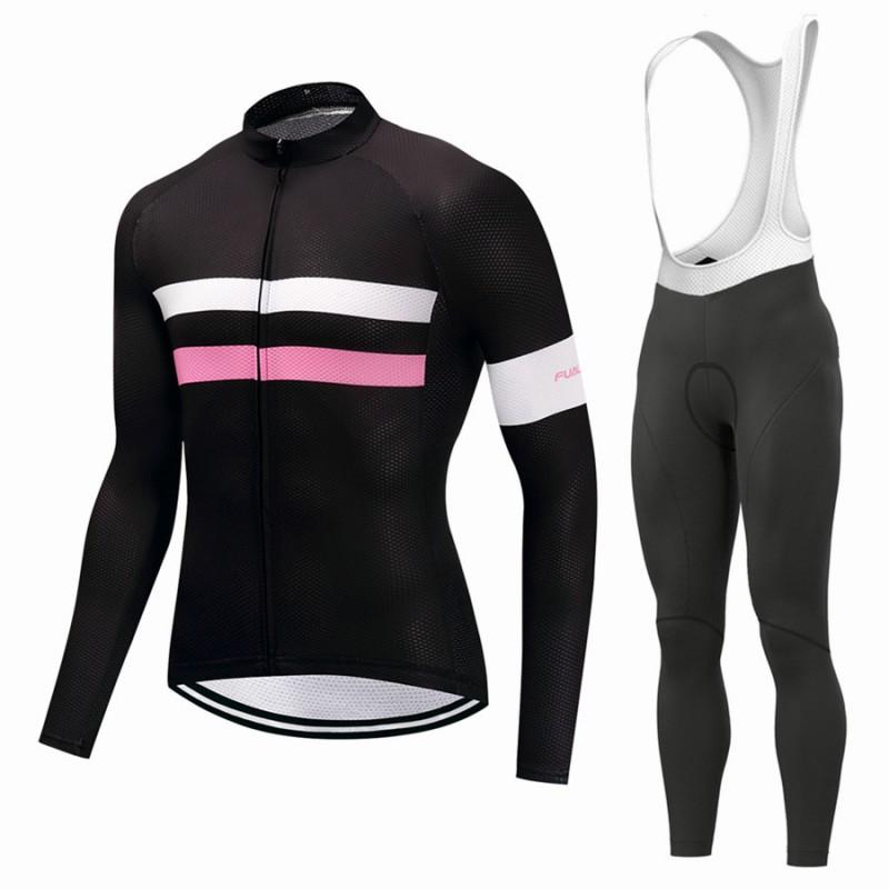 Mens Long Sleeve Cycling Jersey Set Breathable Quick Dry Bike Riding Sportswear