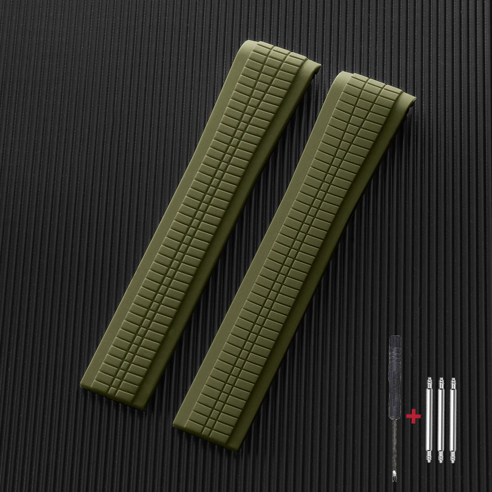 

21 мм ремешок для часов с изогнутым концом для серии Patek Philippe Aquanaut 5164/5167 Водонепроницаемый Пыленепроницаемый Резиновый Ремешок для Часов Силиконовые Браслеты 21mm No Logo